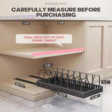 Stozle 1pc Or 2pcs Heavy-Duty 304Stainless Steel-Pull-Out Pot Lid Organizer Rack - Under Cabinet Storage With 8 Adjustable Compartments, Space-Saving Pull-Out Shelf, Compatible With Pots, Pans, Lids - Ideal For Kitchen, Restaurant, Or Home Use - Easy Installation Under Cabinet Organizer, Kitchen Organization, Compact Design, Sturdy Construction, Restaurant Owners - 1Pack黑色 - 查看 4