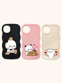 Cute Panda Novelty 3pcs Dopamine Themed Phone Cases, Cute Cartoon Panda, Bear, Cat Print Phone Case Set, New Wavy Macaron Design Phone Covers, Phone Protective Cases Compatible With IPhone Spring Gift,International Version, Not The Domestic Version - Multicolor - View 32