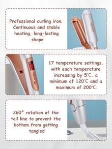 CRASTS CRASTS Rizador de pelo de 3 barras con pantalla digital, temperatura ajustable, barras de cerámica y turmalina para ondas sueltas, rizos en espiral, ondas francesas