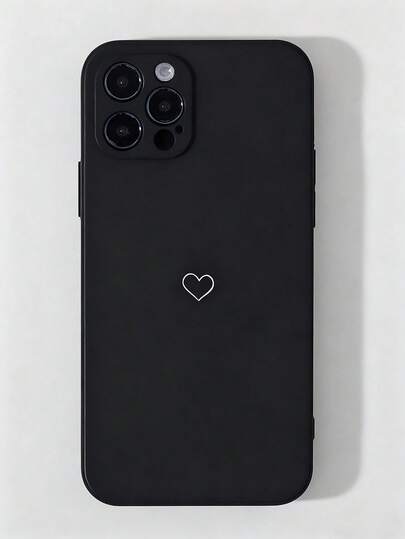 1 Stück minimalistisches Herz Design stoßfeste schwarze TPU Handyhülle, geeignet als Urlaubsgeschenk kompatibel mit Apple XS/XS Max/XR/11 12 13 14 15 16 Pro/Pro Max/14 15 16 Plus/17 17 Pro 17 Air und anderen Modellen
