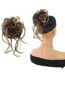 合成凌乱发髻发片卷发发髻接发带弹性接发发圈凌乱适合女性日常穿着和聚会 - 彩色 - 查看 12