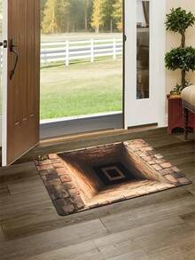 3D 神秘楼梯门垫 – 防滑、吸水、可机洗涤纶材质，逼真的石阶设计，适用于卧室、客厅或浴室入口 | 视觉错觉地垫 | 防滑地垫，圣诞装饰厨房地毯 - 彩色 - 查看 9