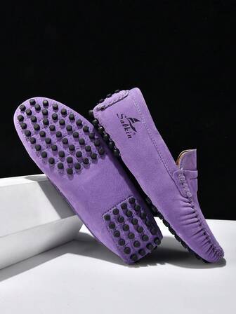 设计师女士一脚蹬乐福鞋，柔软仿麂皮，舒适休闲驾车鞋，橡胶鞋底，百搭连衣裙、牛仔裤，适合中年、青年、学生、日常散步、春夏秋季，加大码