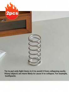 (桌面安装方便)Ins风不锈钢螺纹齿形牙刷架置物架化妆刷收纳架笔筒工艺品