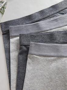 4pcs Boys' Casual Solid Color Elastic Waist Briefs, Comfortable Breathable Basic Style Shorts, Suitable For Teenagers And Students