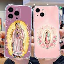 Funda de teléfono Nuestra Señora de Guadalupe compatible con  16,15,14,13,12,11 Pro,Max,Plus,X,XS,XR,SE,Mini de silicona transparente suave, compatible con funda de  17, funda de  17 Pro, funda de  17 Pro Max - z2 - Ver 1