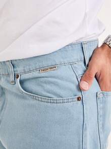 Men's Casual Washed Straight-Leg Jeans - Baby Blue - View 8