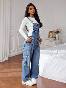 Women Denim Overalls & Jumpsuits - AZUL - View 2