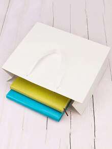Conjunto de 1/5/10 peças de sacolas para roupas, sacolas para presentes com estampa marmorizada, sacolas de papel para presente de aniversário, sacolas de papel kraft para embalagens externas de festas de fim de ano, sacolas de papel kraft brancas verticais, artigos para festas - Branco - Ver 3