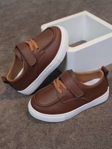 1 Pair Unisex Children Canvas Sneakers, Student Casual Shoes, Holiday Outdoor Sports Shoes, Non-Slip Wear-Resistant Running Shoes, PU Leather Comfortable Campus Shoes, Spring/Autumn