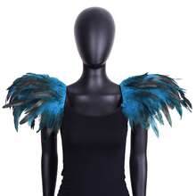 Hombreras de estilo gótico unisex de tamaño mediano con plumas sintéticas negras para fiesta de Navidad roja y carnaval, hechas de fibra de poliéster, perfectas para cosplay - A - Ver 5
