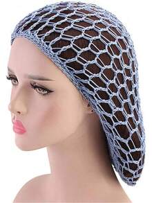 Women Soft Rayon Snood Hat Hair Net Crocheted Hair Net Mix Colorshalloween - Fw-12-淺藍色 - 查看 8