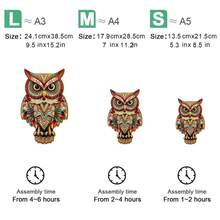 圣诞礼盒木质拼图不对称形状动物猫头鹰拼图生日礼物家居装饰个性化独特礼物家庭互动高难度游戏