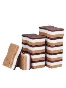 Esponja ovalada de algas marrones, esponja de doble cara de 3 capas de efecto doble de color marrón, esponja de lavado de platos de uso intensivo para la cocina, esponja de limpieza de alta densidad y color, bloque de esponja de algas marinas, adecuado para limpiar utensilios de cocina, vajilla, cocina, campana extractora, Navidad, Halloween