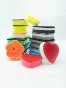 Esponja ovalada de algas marrones, esponja de doble cara de 3 capas de efecto doble de color marrón, esponja de lavado de platos de uso intensivo para la cocina, esponja de limpieza de alta densidad y color, bloque de esponja de algas marinas, adecuado para limpiar utensilios de cocina, vajilla, cocina, campana extractora, Navidad, Halloween