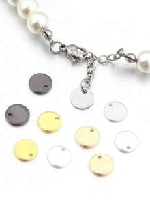 10/20pcs Round Golden Stainless Steel DIY Metal Pendant Necklace, Bracelet, Pendant Jewelry, 6-25mm Electroplated Anti-Allergic DIY Accessory