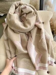 1 Stück Floral Jacquard Strickschal, Faux Kaschmir minimalistisches Design, vielseitiger Schal für Frauen, geeignet für Herbst/Winter