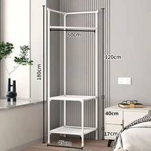 1pc Heavy Duty Freestanding Garment Rack - Space Saving Closet Organizer With Hooks, Sturdy Metal Construction, No Assembly Required - Suitable For Bedroom, Wardrobe, Living Room - Modern Black/White Clothes Rack, Ideal For Small Spaces, Bedroom Storage, Stylish Design, Polished Surface, Essential Storage Solution For Apartment Dwellers