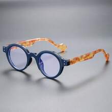 New Retro Round Fashion Glasses, Stylish Small Frame Round Face Non-Prescription Glasses, Contrast Color Vintage Elegant , All Season