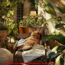 1 件懒猫枕套，报纸主题枕套，45x45 厘米，适用于沙发、农舍，单面印花，可爱又有趣的宠物猫抱枕套，无枕芯 - 棕色 - 查看 6