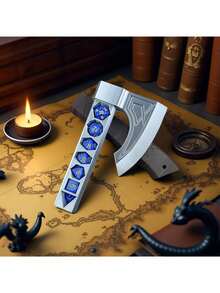 Axe-Shaped ABS Resin D20 Dice Set, 7pcs D&D Polyhedral Dice With 3D Printed Storage Box, Suitable For D&D Tabletop Role-Playing Games (TTRPG, RPG) Or Other Board Games | Unique Dice Sword Design, Suitable For Summer Night Gaming Parties, Christmas Personalized Gifts (For Boyfriend), Creative Gifts For Men, Interesting Gifts For Teenagers - Multicolor - View 5