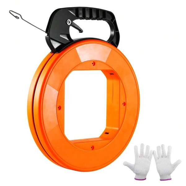 Durable 36.58m Fish Tape Wire Cable Puller - 3mm Steel With Sturdy Plastic Case For Efficient Wire Installation