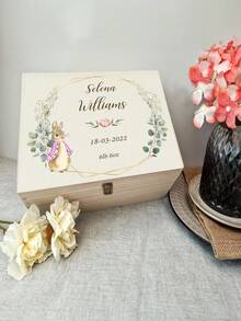 Customized Personalized Storage Gift Box, A Birthday Present For A Girl Or A Boy, Wooden Memory Box, Customized Treasure Box - Rabbit - View 10