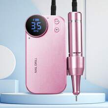 duofu Máy tẩy sơn móng tay nhanh 35000 vòng/phút, pin dùng lâu 10 giờ, dùng tại nhà, dùng trong cửa hàng, dùng khi đi du lịch, màu hồng - Hồng - Xem 6