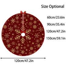 1pc Red Snowflake Christmas Tree Skirt, Polyester Fiber Holiday Tree Mat, Suitable For Holiday And Theme Party Decoration, Great For Home, Office And Room Holiday Decor, Traditional Christmas Tree Mat, Scene Decor, Holiday Atmosphere Decor, Home Office Decor, Christmas Gift, Theme Party Decor, Christmas Decoration Kitchen Rug - Multicolor - View 4