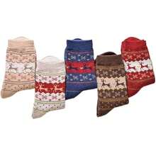 5 Paar Damen Winter Candy farbige Cartoon dicke künstliche Wolle warme gestrickte Socken