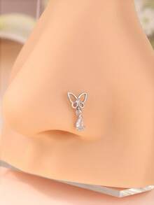 KARYOKO Thời trang Đinh mũi lủng lẳng Thiết kế ngôi sao CZ trắng sáng dễ thương Nhẫn mũi lủng lẳng hình chữ L cho phụ nữ Trang sức xỏ khuyên cơ thể màu vàng bạc cỡ 20 - Ghim hình chữ L - Xem 11