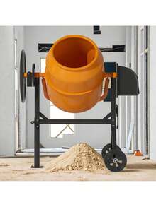 TABU 2.5 CU.FT(72L) Electric Concrete Mixer, Portable Cement Mixer, Mortar Mixing For Stucco/Seeds, Freestanding Cement Mixing Tools With Wheels For Stucco, Orange - US B Type Plug(110-127V) - View 9