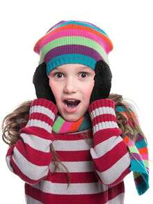 儿童露指手套可转换连指手套翻盖手套幼儿冬季柔软针织手套适合男孩和女孩 - 彩色 - 查看 5