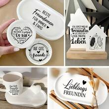 4张德语最佳友谊语录主题UV DTF转印贴纸，带有友谊语录艺术贴纸，完美适用于杯子、瓶子、DIY家具、玻璃器皿、瓶子和工艺品。 - 彩色 - 查看 3