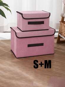 2pcs Desktop Storage Boxes, Fabric Finishing Boxes For Dormitory Clothes, Toys, Books, Snacks And Sundries, Linen Foldable Storage Containers, For Home Use - Multicolor - View 26