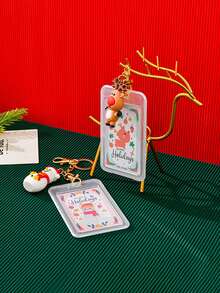 1 Stück transparenter Kartenhalter mit kreativem ID-Schutzgehäuse, inklusive Weihnachtsanhänger Schlüsselanhänger, ein stilvoller Kartenhalter, geeignet für Studenten, Krankenschwestern und Lehrer zum Aufbewahren von Arbeits-ID und Essenskarten, ein Weihnachtsgeschenk für Freunde.