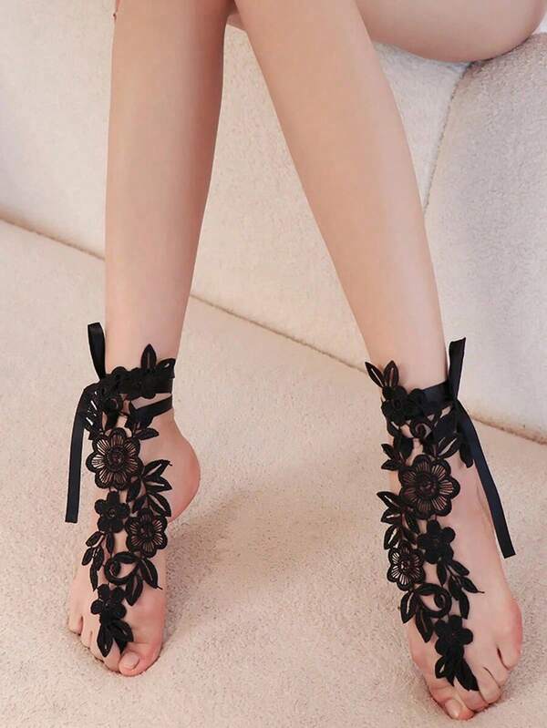 Lace Hollow Ankle Chain, Sexy Lingerie Leg Chain Anklet, Erotic Accessory