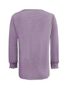 Camiseta básica casual de mujer con pliegues de moda sólida, nueva colección Otoño/Invierno 2025 para salir y vestir en casa