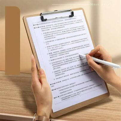 1Pc Wood Clipboards, Letter Size Hardboard Clip Board 8.5x11 For Classroom, A4 Standard Size 8.9" X 12.4" With Low Profile Clip, Office & School Supply