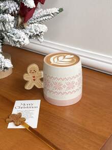 1 件 380 毫升姜饼人陶瓷杯，圣诞雪花纹理复古时尚马克杯，适合圣诞晚餐热饮、拿铁、牛奶、下午茶、节日礼物 - 彩色 - 查看 13