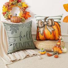 Artscope - Juego de 4 fundas de almohada de otoño de 16 x 16 pulgadas, Hello Fall Hello Pumpkin Buffalo Plaid Maple Leaf Harvest - Fundas de almohada decorativas al aire última intervensión para sofá - gris - Ver 6