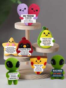 1pc Handmade Crochet Desktop Decor, Bag Charm, Keychain - Funny Sci-Fi Cartoon Cute Design, Great Gift For Best Friends, Birthday, Sisters, Moms, Grandmas, Kids, Christmas Stocking Stuffers, Coworkers, Family, Positive Emotion, Creative Party Favor, Room Decor, Plush Doll - Multicolor - View 1