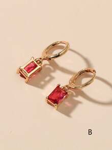 2pcs Minimalist Square Zirconia Stud Earrings, Gift For Women, Suitable For Daily, Date, Party - Multicolor - View 9