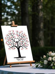 ​Wedding Fingerprint Guest Book - Unframed Canvas Sign-In Painting For Engagement/Bridal Shower