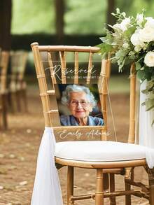 Personalized Memorial Photo Name Plate, Acrylic Wedding Reserved Chair Plaque, Reserved Seating, Welcome Sign, Wedding Decor - Multicolor - View 2