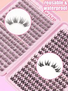 352 Clusters / 32 Rows Comic Eyelash Clusters Comic Eyelash Clusters Anime Cluster Eyelash Extension Clusters Cluster Eyelashes Natural Effect Eyelashes Elf Cluster Eyelashes Comic Single Eyelashes For Beginners Halloween Christmas Party Use - 黑色 - 查看 3