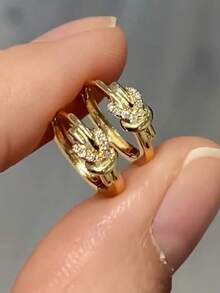 2只镀金粗圈耳环 男女通用 耳环 新娘婚礼派对 INS风首饰 礼物 送给朋友 女友 妻子 情人节、夏季、首饰 - WDET-481 - 查看 3