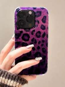 猎豹，豹纹优雅深夜紫色豹纹渐变铝箔纹理手机壳适用于 16/16 Pro Max、新款 15 Pro、13、14、15、16 Pro，柔软保护套适用于 11、12 - 紫色 - 查看 3