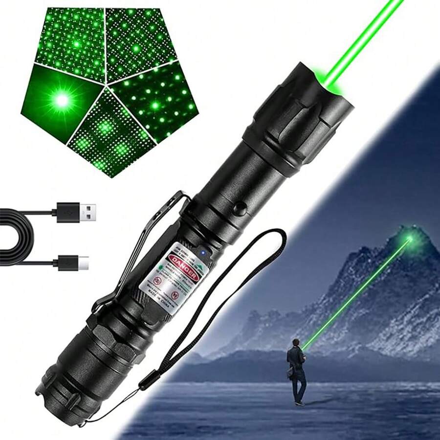 [Professional] USB Rechargeable Green Line Light Laser Pointer Pen Long Distance Range For TV/LED/LCD Screens Tactical Flashlights Presentation Office/Outdoors/Astronomic/Construction