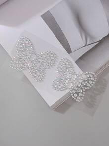 Butterfly Rhinestone Glamorous Fully Studded Sexy Shiny Nipple Cover & Chafing Cushion Pads For Women, For Rave - 白色 - 查看 7